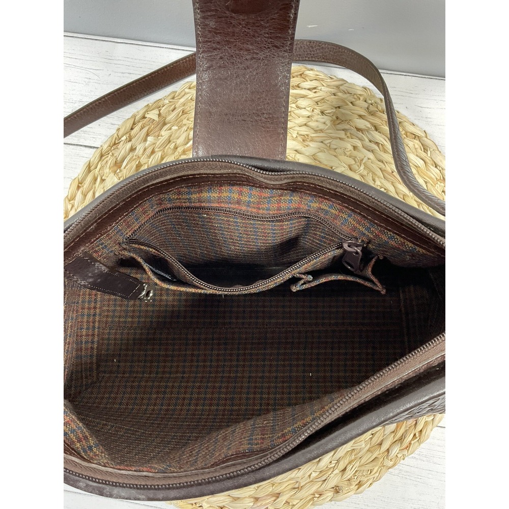 Brighton Leather Shoulder Bag Purse Woven Brown - Picture 11 of 12